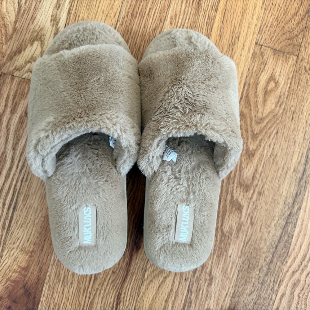 Muk Luks Tan Platform slide Slippers